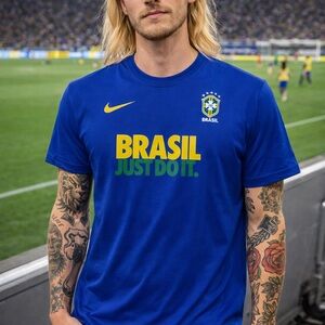 Nike Brasil “Just Do It.” Brazil National Team Tee crest Men’s Slim XL World Cup